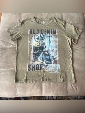 Bare Denim Graphic Tee — Tan